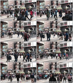 红绿灯街口人群流动