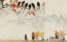 水墨山水背景墙