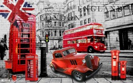 复古英伦风格欧式怀旧背景墙