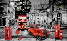 复古英伦风格背景墙