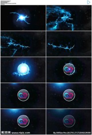 蓝色光线粒子开场logo模板