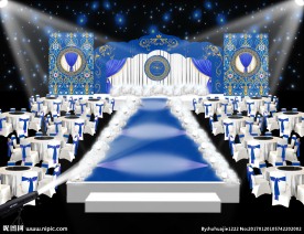 蓝色古典婚礼舞台效果图