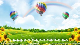 向日葵彩虹热气球