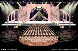 粉色裸色婚礼主舞台