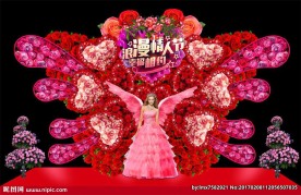 高档情人节蝴蝶花艺舞台美陈背景