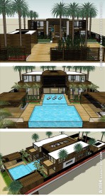 温泉会所建筑草图大师skp