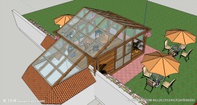 现代阳光房建筑草图大师SU模型