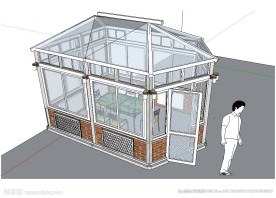 U型阳光房草图大师SU模型