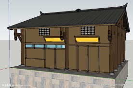 川西单体建筑一层半住宅模型