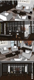 精品会客厅草图大师SU模型