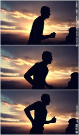 海岸晨跑的男人