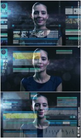 商务美女操作全息界面