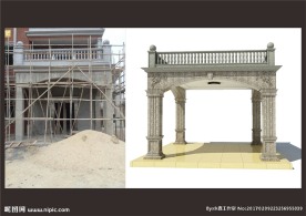 别墅入口石材门廊