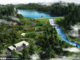 水库景观鸟瞰效果图