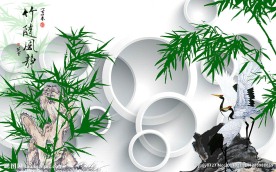 竹报平安立体背景墙