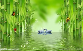 竹子天鹅背景墙