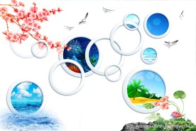 简约简单艺术圆圈背景墙装饰画