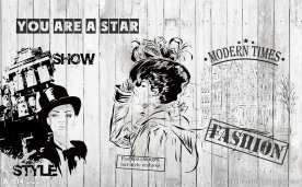 时尚女装服装店装饰画背景墙