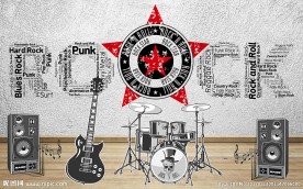 音乐主题怀旧复古装饰画背景墙