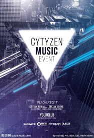 现代几何城市音乐海报