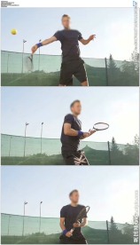 网球运动员击球的慢镜头