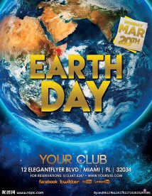 蓝色唯美创意地球日环保公益海报