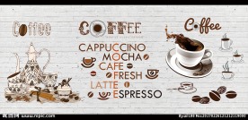 手绘咖啡馆装饰画背景墙