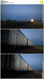 傍晚火车快速驶过