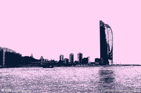 厦门双子塔演武大桥剪影