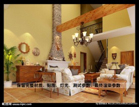 美式别墅客厅效果图