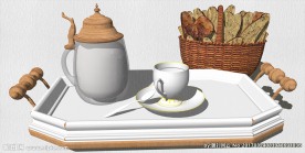 早餐茶饮面包篮子