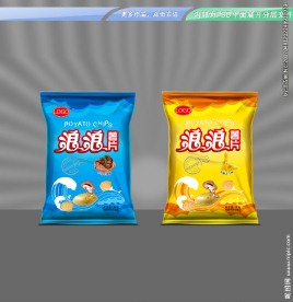 波浪薯片包装 平面展开分层