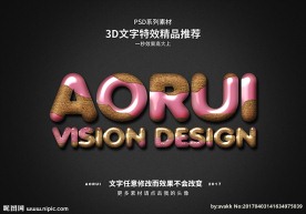 PSD特效字体草莓饼干样式