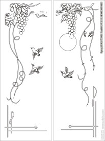 葡萄架移门缕空玻璃雕刻刻绘图