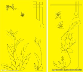 移门缕空玻璃雕刻刻绘图案
