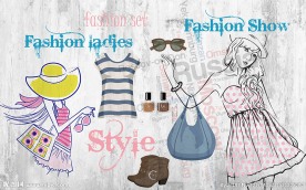 时尚服装店背景墙装饰画