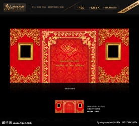 红色欧式婚礼背景