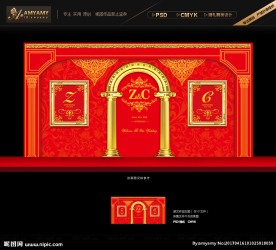 红色欧式婚礼背景