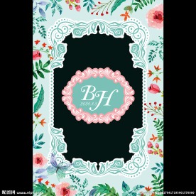 水彩花卉蓝色婚礼拱门背景