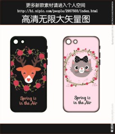 动物头花手机壳图案