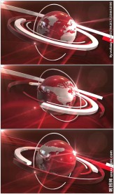 红色地球旋转新闻演播室背景视频