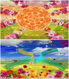 晚会开场花海鲜花彩带