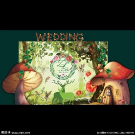 森系树屋婚礼迎宾背景kt