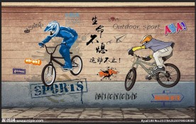 自行车骑士背景墙装饰画