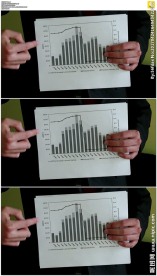 商人拿着数据统计表