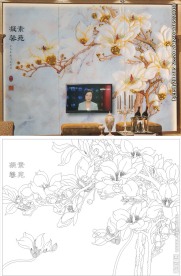 素苑凝馨艺术玻璃矢量图线条图