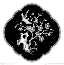 梅花浮雕灰度图