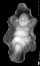 睡弥勒笑佛灰度图