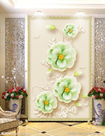 家和富贵浮雕珠宝花朵玄关