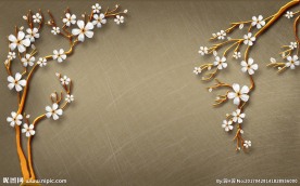 新中式珠宝花朵背景墙